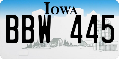 IA license plate BBW445
