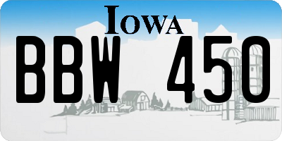 IA license plate BBW450