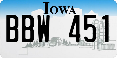 IA license plate BBW451