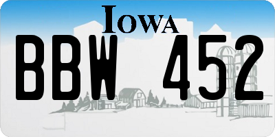 IA license plate BBW452