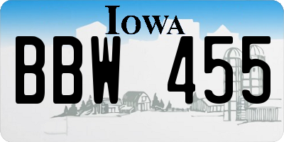 IA license plate BBW455