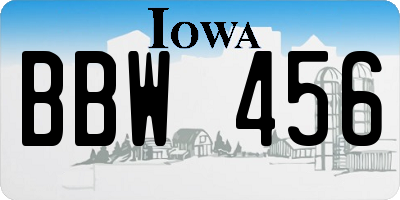 IA license plate BBW456