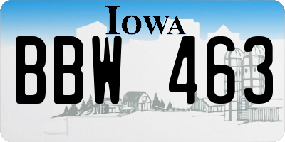 IA license plate BBW463