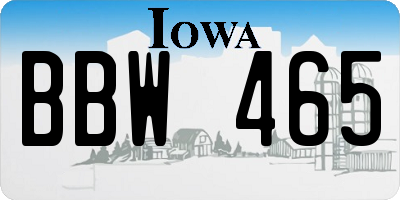 IA license plate BBW465