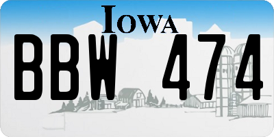 IA license plate BBW474