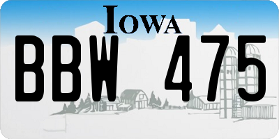 IA license plate BBW475