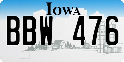 IA license plate BBW476