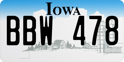 IA license plate BBW478