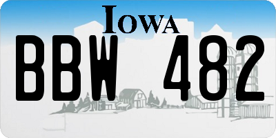IA license plate BBW482