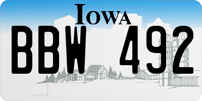 IA license plate BBW492