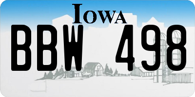 IA license plate BBW498