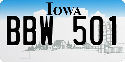 IA license plate BBW501
