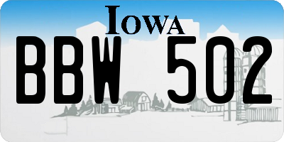 IA license plate BBW502