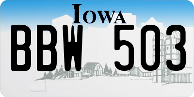 IA license plate BBW503
