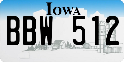 IA license plate BBW512