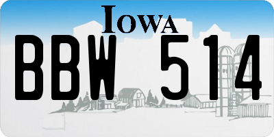 IA license plate BBW514