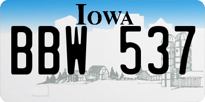 IA license plate BBW537
