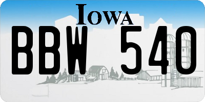 IA license plate BBW540