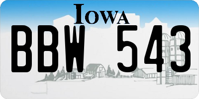 IA license plate BBW543