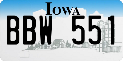 IA license plate BBW551