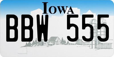 IA license plate BBW555