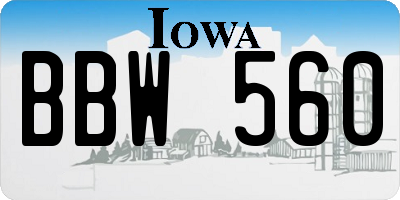 IA license plate BBW560