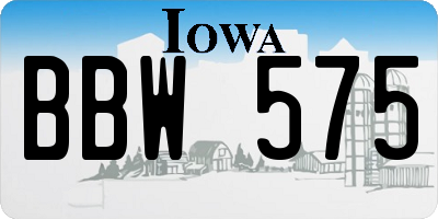 IA license plate BBW575
