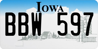 IA license plate BBW597