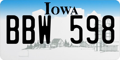 IA license plate BBW598