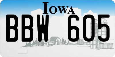 IA license plate BBW605