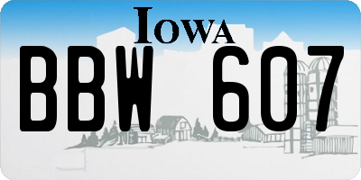 IA license plate BBW607