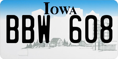 IA license plate BBW608