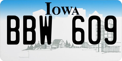 IA license plate BBW609