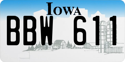 IA license plate BBW611