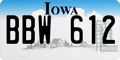 IA license plate BBW612