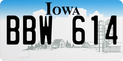 IA license plate BBW614