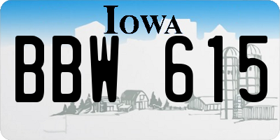 IA license plate BBW615