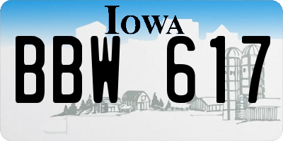IA license plate BBW617