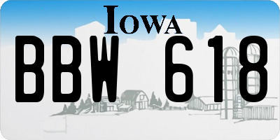 IA license plate BBW618