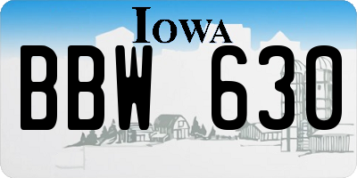IA license plate BBW630