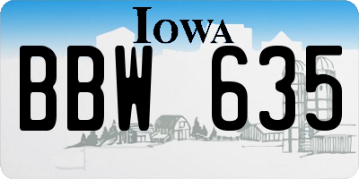 IA license plate BBW635