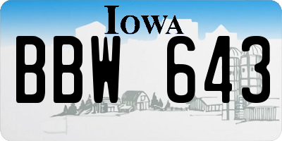 IA license plate BBW643