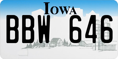 IA license plate BBW646