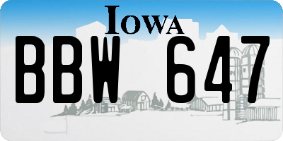 IA license plate BBW647