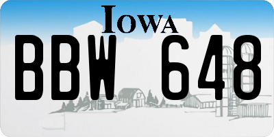 IA license plate BBW648