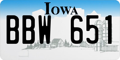 IA license plate BBW651