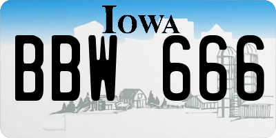 IA license plate BBW666