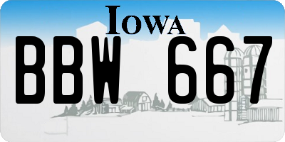 IA license plate BBW667