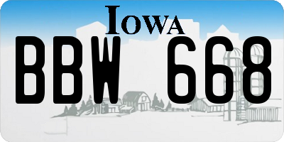 IA license plate BBW668