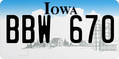 IA license plate BBW670